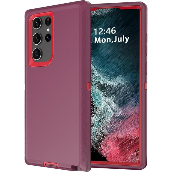 for Samsung Galaxy S22 Ultra Case,Shockproof Dropproof Galaxy S22 Ultra Case,Heavy Duty Protective for Samsung S22 Ultra Case 6.8 Inch (Purple/Red)