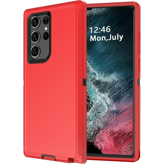 for Samsung Galaxy S22 Ultra Case,Shockproof Dropproof Galaxy S22 Ultra Case,Heavy Duty Protective for Samsung S22 Ultra Case 6.8 Inch (Red/Black)