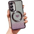 thumbnail image 1 of for Samsung Galaxy S23 Case Glitter, [Strong Magesafe Metal Plate][Full Protection Camera Lens Protected] Bling Shiny Luxury Chrome Plated (Purple), 1 of 11