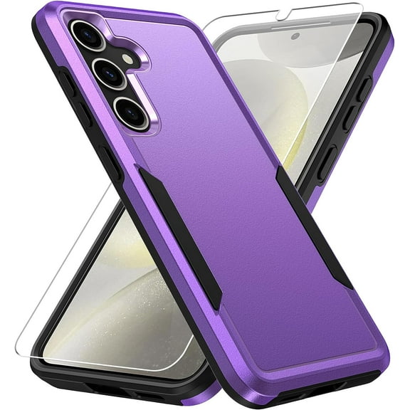 for Samsung Galaxy S24 Case,Galaxy S24 Case with Screen Protector, Heavy-Duty Tough Rugged Shockproof Protective Case for Samsung S24 6.2", Black