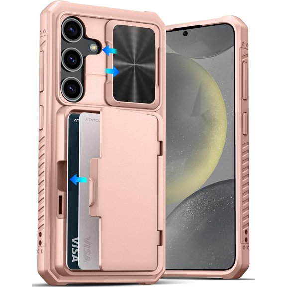 for Samsung Galaxy S24 Case Wallet, Card Holder (4 Cards), Rose Gold