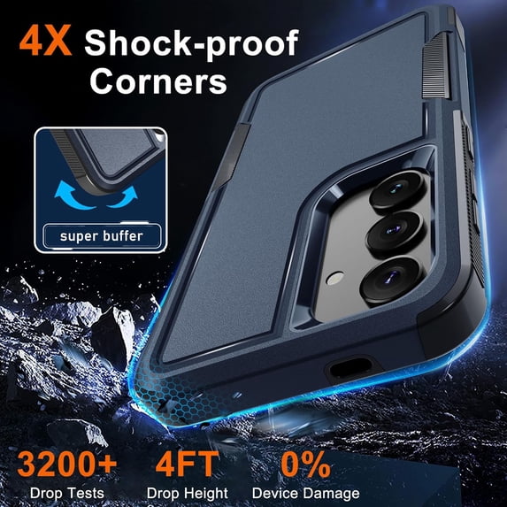 for Samsung Galaxy S24 Plus Case, Full Body Heavy Duty Rugged Shockproof Protective Phone Cover , Navy Blue