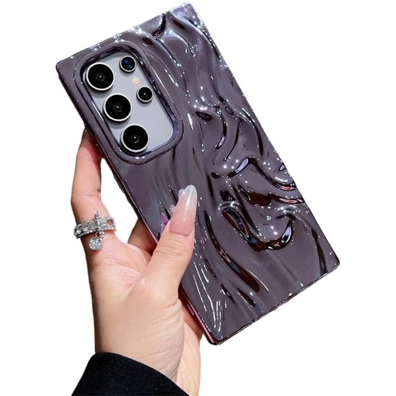 for Samsung Galaxy S24 Ultra Case,Pleated Water Ripple Electroplated Wave Pattern Soft Phone Case (Purple,S24 Ultra)