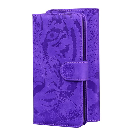 for Samsung Galaxy S24 Wallet Case, Flip Case PU Leather Embossed Folio Magnetic Kickstand Case Cover with Card Slots for Samsung Galaxy S24, Purple