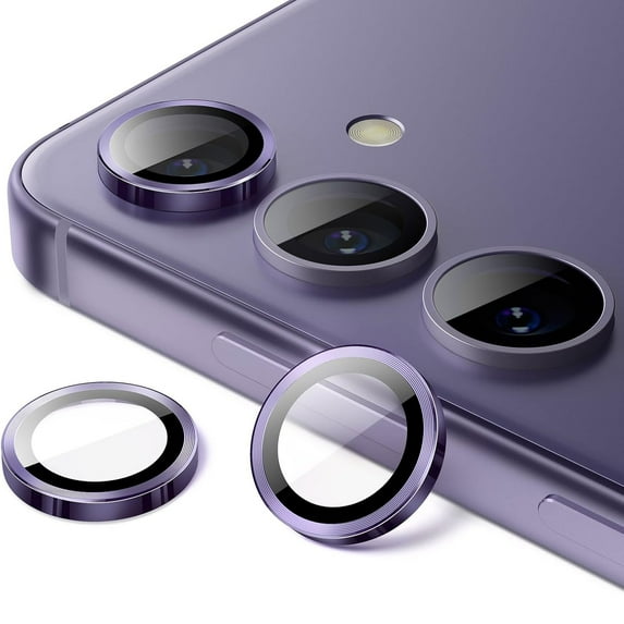 for Samsung Galaxy S25 Camera Lens Protector, 9H Tempered Glass Camera Cover Screen Protector Metal Individual Ring for Samsung Galaxy S25, Purple
