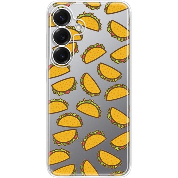 for Samsung Galaxy S26 Case, Fun Taco Pattern Funny Mexican Food Style Transparent Soft TPU Protective Clear Case 6.3 Inch (Taco Style)