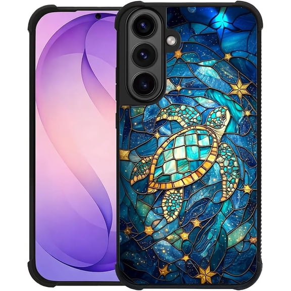 for Samsung Galaxy S26 Case, Soft Silicone Shockproof Bumper Camera Protection Phone Case-Glass Star Turtle