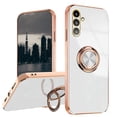 thumbnail image 1 of for Samsung Galaxy S26+, Rotating Ring Kickstand Magnetic Cover Compatible with Car Mount Electroplate Luxury Phone Case for Galaxy S26 Plus, White, 1 of 7