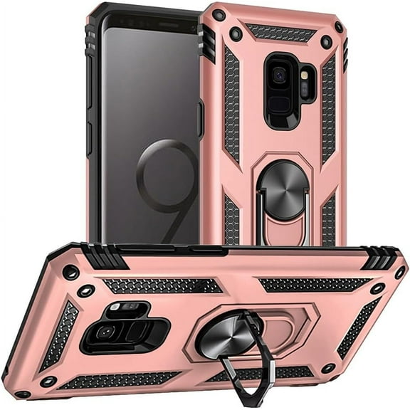 for Samsung Galaxy S9 Case, Galaxy S9 Case, [Military Grade 16ft. Drop Tested] Ring Shockproof Protective Phone Case for Samsung Galaxy S9,Rose Gold