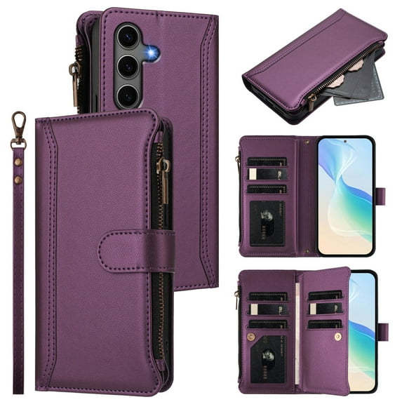for Samsung Galaxy S9 Phone Case Wallet Protective Case leather Cover with magnetic closed cVioletit card slot shockproof protection phone case