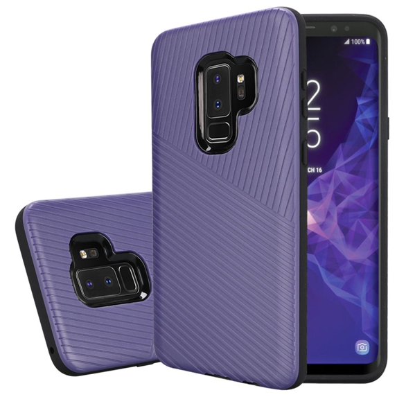 for Samsung Galaxy S9 Plus Textured Embossed Lines Cover Case (Purple)