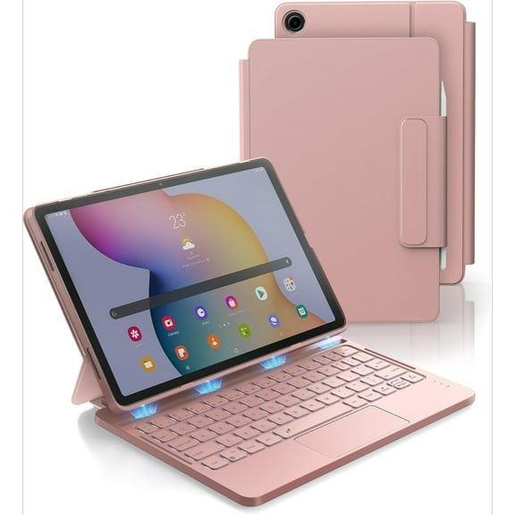 for Samsung Galaxy Tab A9+ Plus Case with Keyboard, Ultra-Light Magnetic Folio Keyboard Cover with Multi-Touch Trackpad Backlit Stylus Holder  Pink