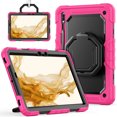 thumbnail image 1 of for Samsung Galaxy Tab S8 Plus/S7 FE/S7+ Plus Case 12.4 inch, 360 Rotating Shockproof Cover with Stand, Handle, Shoulder Strap, Rose, 1 of 5
