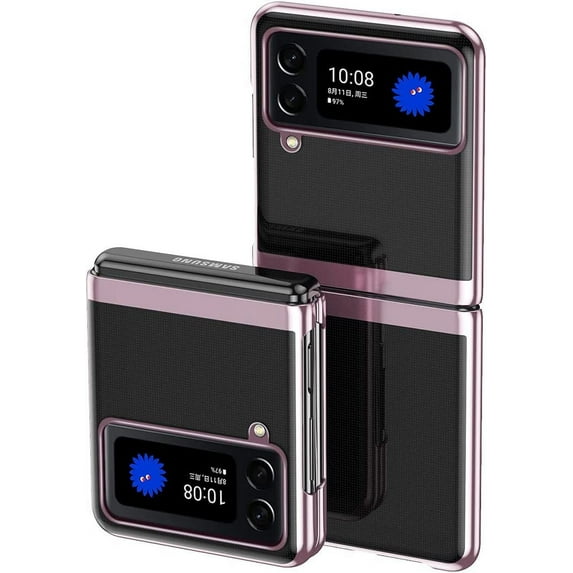 for Samsung Galaxy Z Flip 3 5G Case,Luxury Slim Hard Plating Folding Sleeve Plating Clear Case for Samsung Galaxy Z Flip 3 DD Rose Gold