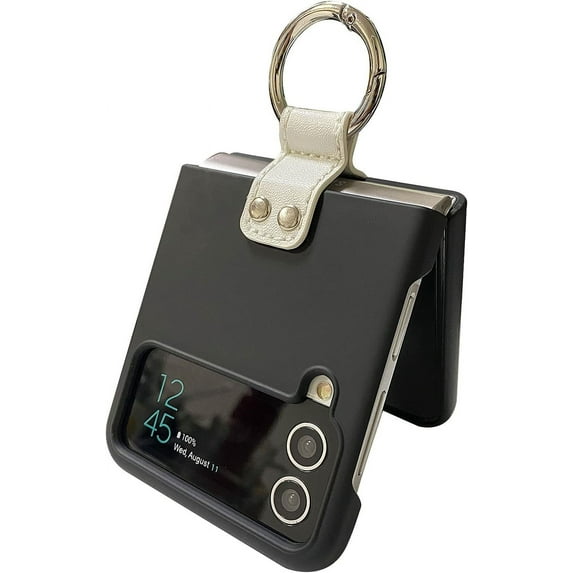 for Samsung Galaxy Z Flip 4 Case, Anti-Fingerprint Samsung Galaxy Z Flip 4 Protective Phone Case with Ring Holder, Anti-Scratch, Black