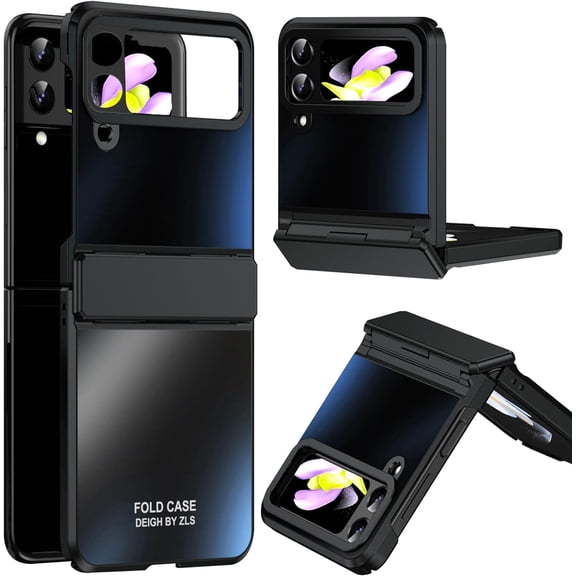 for Samsung Galaxy Z Flip 4 Case with Hinge Protection, One Piece Design Z Flip 4 Case Slim Hard PC Bumper Phone Case for Z Flip 4 - Black