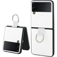 thumbnail image 1 of for Samsung Galaxy Z Flip 4 Case with Ring Holder Slim Fit Leather PC Hard Protective Phone Case Compatible with Galaxy Z Flip 4 5G 2022-White, 1 of 12