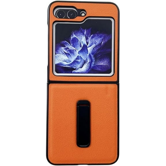 for Samsung Galaxy Z Flip 5 Case, Soft Leather Premium Phone Case, Slim Fit Shockproof Anti-Scratch Durable Phone Case for Galaxy Z Flip 5 (Orange)