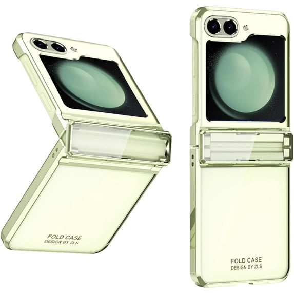 for Samsung Galaxy Z Flip 5 Case with Hinge Protection, One Piece Design Z Flip 5 Clear Case Slim Hard PC Bumper Phone Case for Z Flip 5 - Green