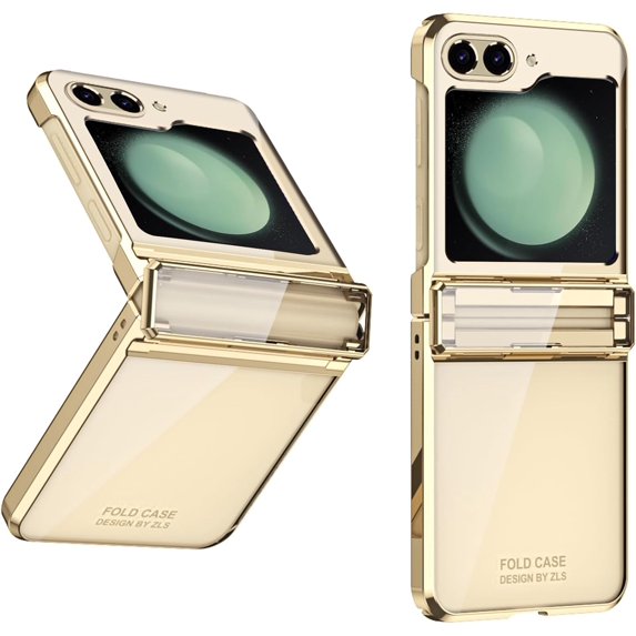 for Samsung Galaxy Z Flip 5 Case with Hinge Protection, One Piece Design Z Flip 5 Clear Case Slim Hard PC Bumper Phone Case for Z Flip 5 - Rosegold