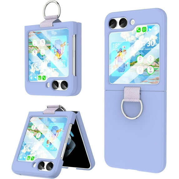 for Samsung Galaxy Z Flip 5 Case with Ring Shockproof Protective Cover Flip Z 5 Phone Case for Galaxy Z Flip 5 5G 2023 - Purple
