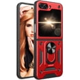 thumbnail image 1 of for Samsung Galaxy Z Flip5 Case for Men, Military Grade Drop Protective Phone Cover Case with Ring Kickstand for Samsung Galaxy Z Flip 5 SJ Red, 1 of 10