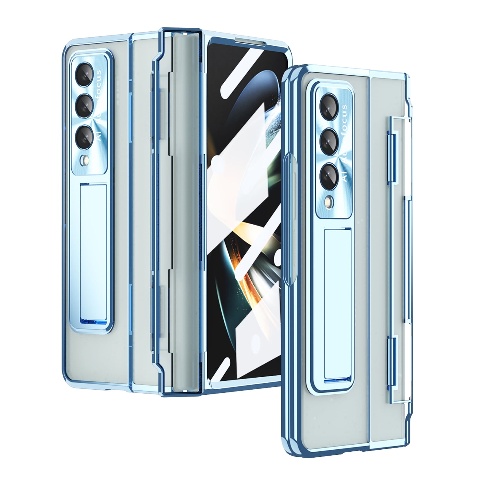 for Samsung Galaxy Z Fold 5 2023 Case, Luxury Plating Shockproof Drop Protection Phone Case for Samsung Galaxy Z Fold 5 5G 7.6 inch, Blue