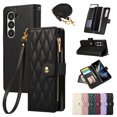 thumbnail image 1 of for Samsung Galaxy Z Fold 6 with Wrist Strap, Crossbody Shoulder Strap, 9 Card Slots Zipper Purse, Luxury PU Leather Stand Cell Phone Cover, 1 of 10