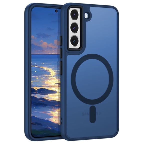 for Samsung S22 Case Magnetic [Compatible with MagSafe] TPU Slim Protective Translucent Matte Smooth, phone case for Samsung S22, Dark Blue