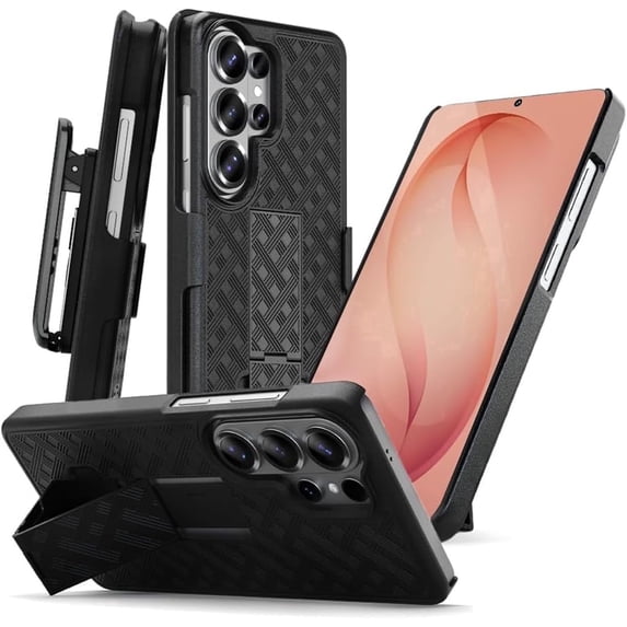 Simplified Shell Image for Samsung S26 Ultra Case,Belt Clip Holster Combo Shell With Kickstand ...