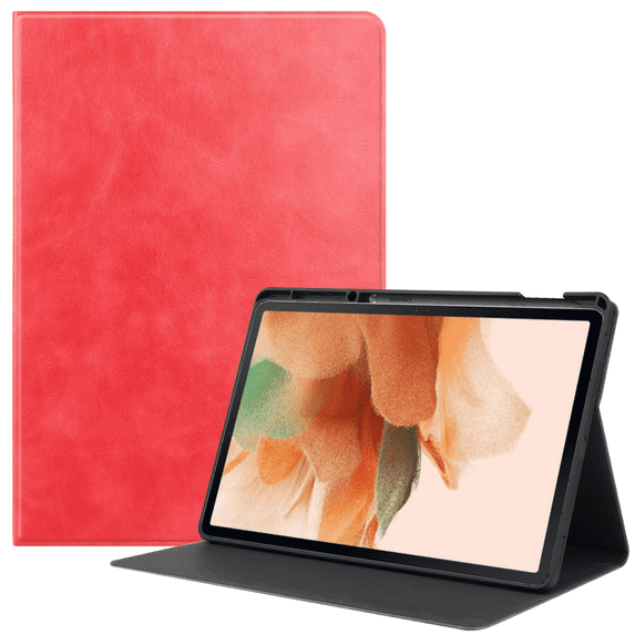 for Samsung TAB S7 FE tablet protective case S7 lite T730/T736 protective case 12.4 inch leather case red