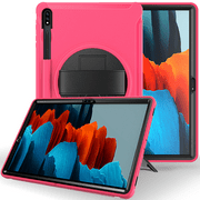 for Samsung Tab S7 Plus tablet case TT970/T975/T976 with pen slot Tab S7 swivel bracket protective case light rose red