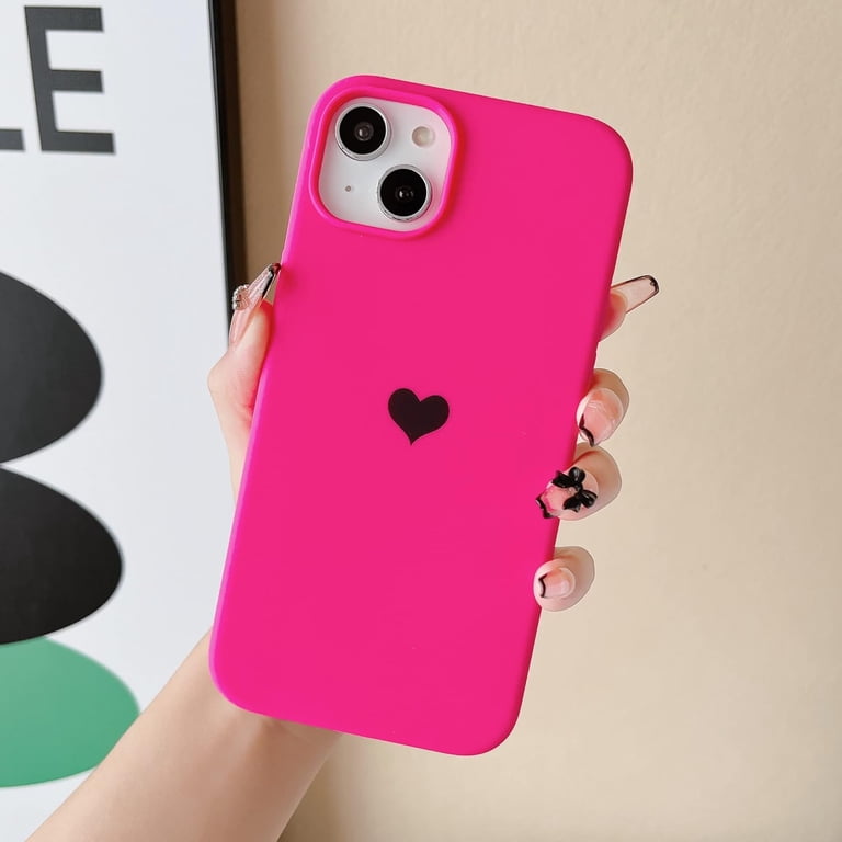 for Silicone iPhone 15 Plus Case Heart Women Girly Hybrid with Soft  Anti-Scratch Microfiber Lining Protective Phone Cases for iPhone 15 Plus  Blue