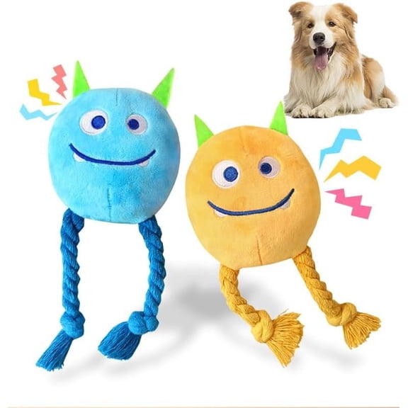 for Small Dogs - 2 Squeaky Rope Plush for Small and Medium Breed, Puppy to Keep Them Busy
