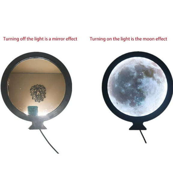 for Smart Round Wall Moon Mirror with LED Light Makeup Mirror Bedroom Bathroom Dressing Table Mirror