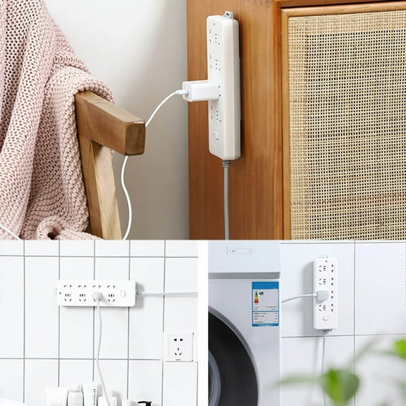 4PCS 4PCS Self-Adhesive Desktop Socket Fixer Cable Organizer Wall Hanging Power Strip Holder Fixator Wall-mounted Wire Organizer Rack Smile Home