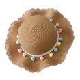thumbnail image 1 of for Sun Straw Hat Kids Girls Wide Brim Travel Beach Beanie Cap Woven Shoulder Ba, 1 of 19