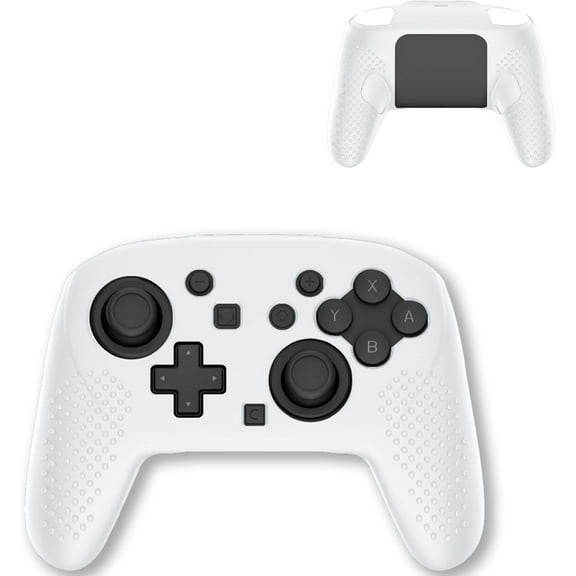 for Switch 2 Pro Game Controller Silicone Grip Case,Soft Skin Silicone Case Full Protective Case Cover with Switch 2 Pro Game Controller-White
