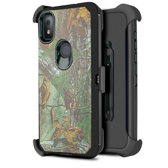 for T-Mobile Revvl 4 Phone Case Dual Layer Full-Body Rugged Clear Back Case Drop Resistant Shockproof Case with Built In Screen Protector (Camo)