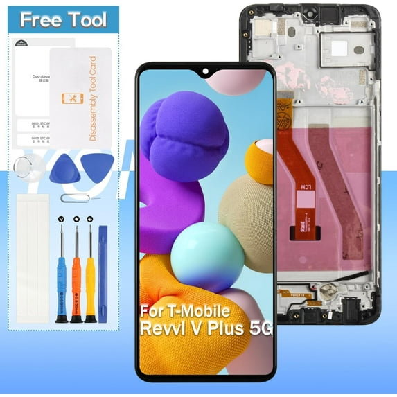 for T-Mobile Revvl V Plus 5G LCD Touch Screen Replacement 6.82“ LCD Display Touch Digitizer Glass Assembly - Black with Frame - Tools