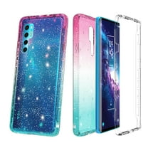 for TCL 20S Glitter Bling Full Body Built In Screen Protector Bumper Case Phone Case PU Shock Bumper Scratch Guard Skin Wrap Slim Cover