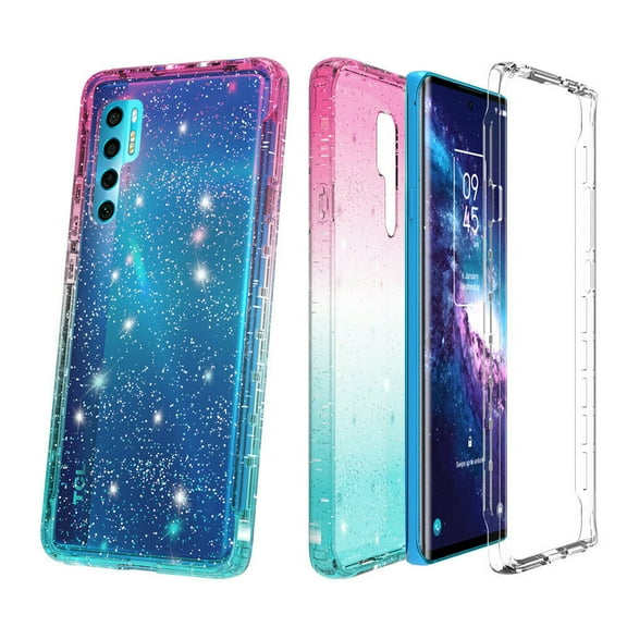 for TCL 20S Glitter Bling Full Body Built In Screen Protector Bumper Case Phone Case PU Shock Bumper Scratch Guard Skin Wrap Slim Cover