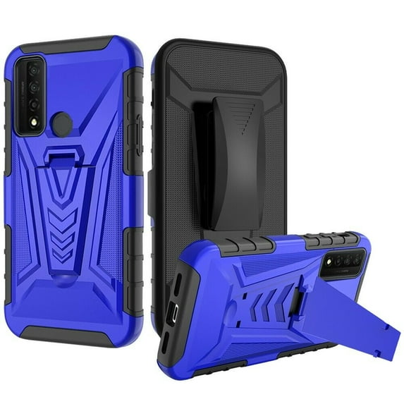 for TCL 20XE TCL 20 XE Heavy Duty Shock Absorption Kickstand Armor Case with Belt Swivel Clip Holster Cover with Tempered Glass