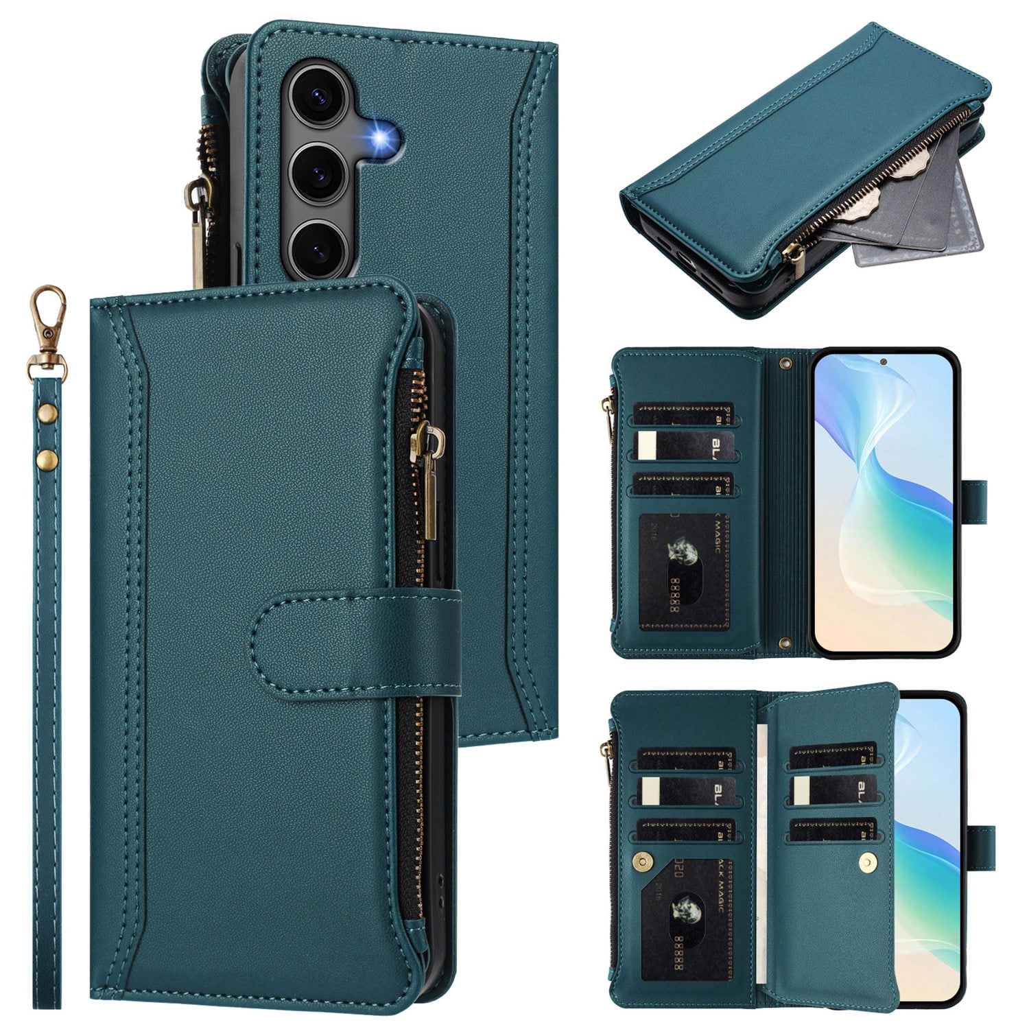 Custodia Portafoglio In Pelle PU Con Supporto Per T-Mobile T Phone 5G - Flip Cover Magnetica Con Slot Per Carte - Marrone - 3