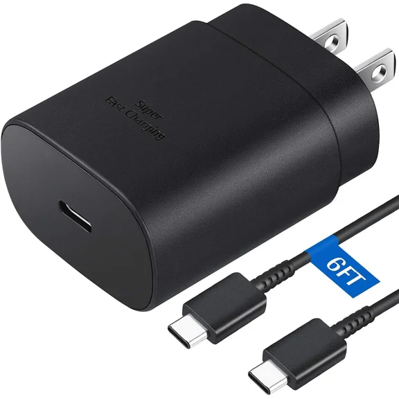 for TCL Revvl 4 Super Fast Charger USB Type C Kit, PD 25W Type C Wall Charger and USB C to USB C Fast Charging Cable - Cable is 6 Feet LONG - Black