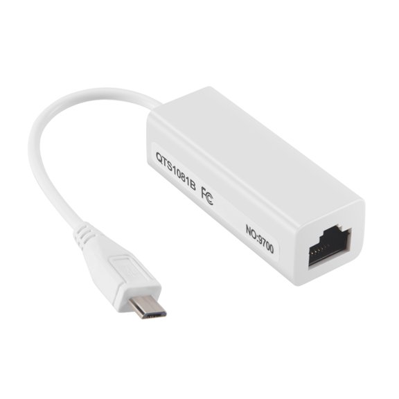 for Tablet PC Mini USB 5-Pin 10/100 Ethernet Adapter, RJ45 LAN, No Extra Cables, Single Pack