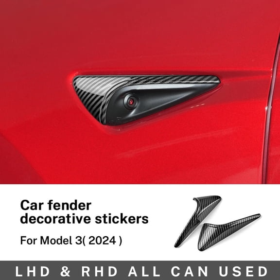 for Tesla Model 3 Highland 2024 ABS Carbon Fiber Side Camera Cover New Model3 Wing Fender Protection Car Interior Accessories.