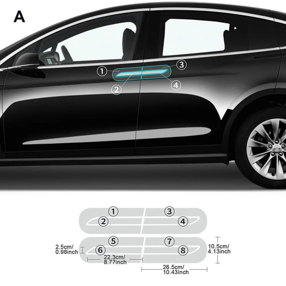 for Tesla Model X 2016-2024 Car Door Sills Protective Handle Sticker Precut Paint Protection Film TPU PPF 8.5mil Decal