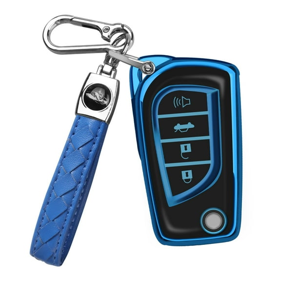 for Toyota Flip Key Fob Cover Soft TPU Key Case Cover with Keychain for Fortuner Tundra Camry RAV4 Challenger Key Shell