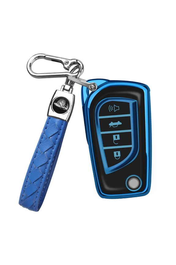 for Toyota Flip Key Fob Cover Soft TPU Key Case Cover with Keychain for Fortuner Tundra Camry RAV4 Challenger Key Shell